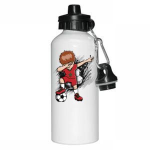 Dabbing Soccer Boy Great Gift Morocco Jersey Moroccan Football Fans Great Gift Aluminum Water Bottle