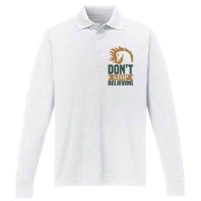 Don't Stop Believing Performance Long Sleeve Polo