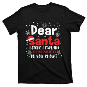 Dear Santa Before I Explain How Much Do You Know T-Shirt