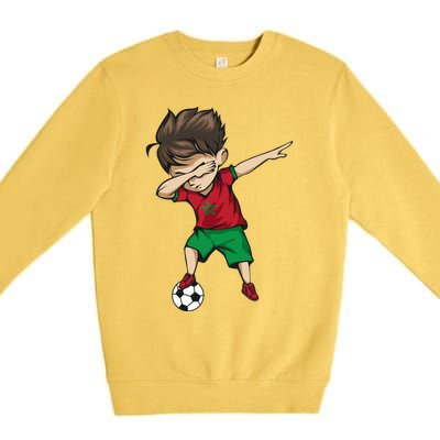 Dabbing Soccer Boy Morocco Cool Gift Moroccan Football Soccer Gift Premium Crewneck Sweatshirt