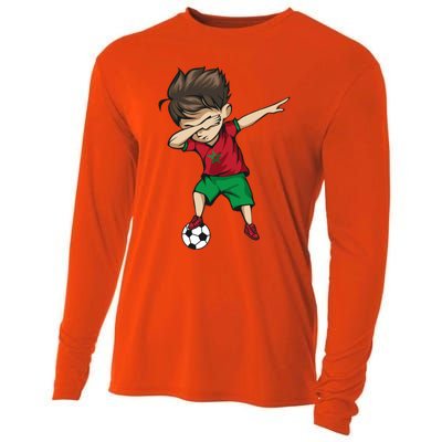 Dabbing Soccer Boy Morocco Cool Gift Moroccan Football Soccer Gift Cooling Performance Long Sleeve Crew