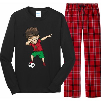 Dabbing Soccer Boy Morocco Cool Gift Moroccan Football Soccer Gift Long Sleeve Pajama Set