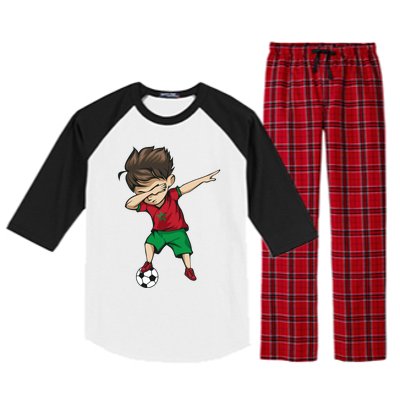 Dabbing Soccer Boy Morocco Cool Gift Moroccan Football Soccer Gift Raglan Sleeve Pajama Set