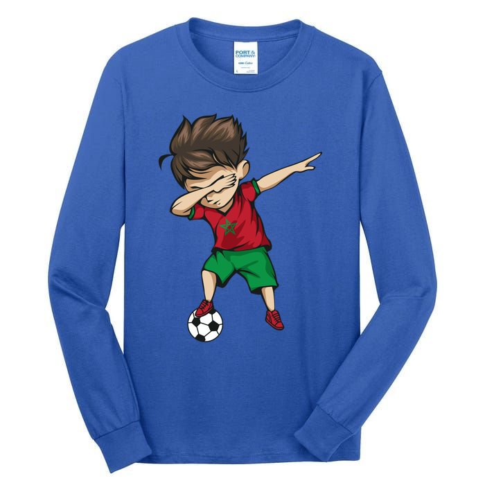 Dabbing Soccer Boy Morocco Cool Gift Moroccan Football Soccer Gift Tall Long Sleeve T-Shirt