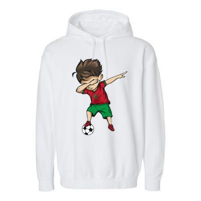 Dabbing Soccer Boy Morocco Cool Gift Moroccan Football Soccer Gift Garment-Dyed Fleece Hoodie