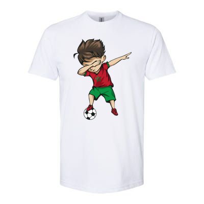 Dabbing Soccer Boy Morocco Cool Gift Moroccan Football Soccer Gift Softstyle CVC T-Shirt