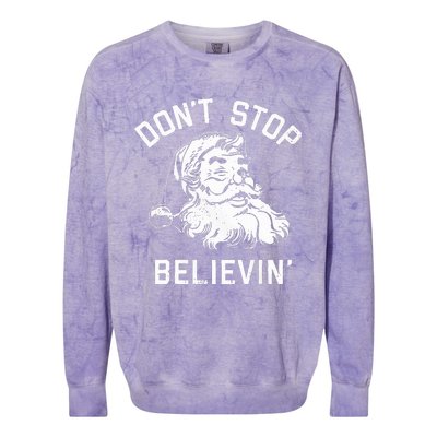 DonT Stop Believing Christmas Vintage Santa Winter Funny Colorblast Crewneck Sweatshirt