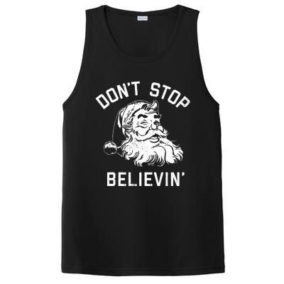 DonT Stop Believing Christmas Vintage Santa Winter Funny PosiCharge Competitor Tank