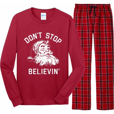 DonT Stop Believing Christmas Vintage Santa Winter Funny Long Sleeve Pajama Set