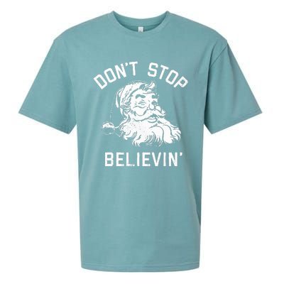 DonT Stop Believing Christmas Vintage Santa Winter Funny Sueded Cloud Jersey T-Shirt