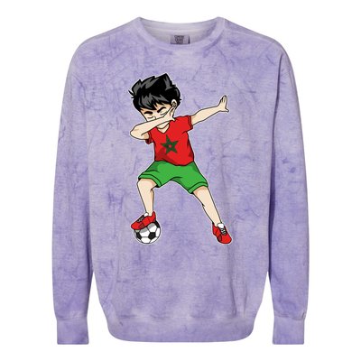 Dabbing Soccer Boy Morocco Football Cool Gift Moroccan Gift Funny Gift Colorblast Crewneck Sweatshirt