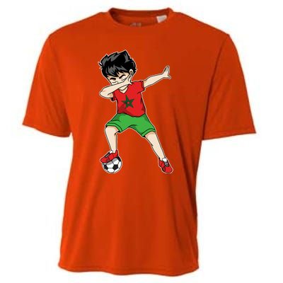 Dabbing Soccer Boy Morocco Football Cool Gift Moroccan Gift Funny Gift Cooling Performance Crew T-Shirt