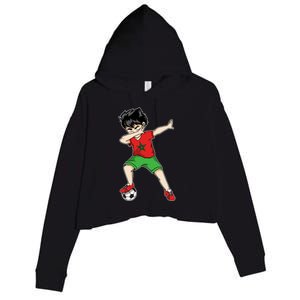 Dabbing Soccer Boy Morocco Football Cool Gift Moroccan Gift Funny Gift Crop Fleece Hoodie