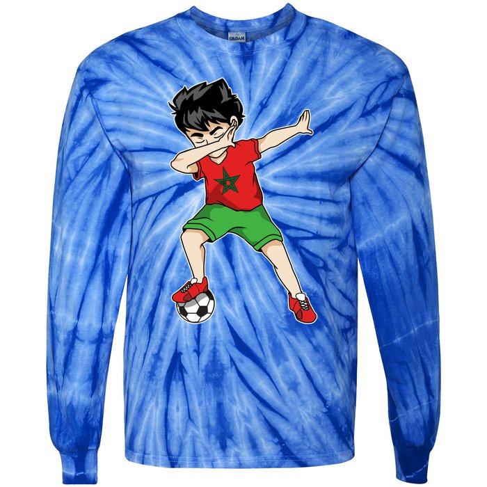 Dabbing Soccer Boy Morocco Football Cool Gift Moroccan Gift Funny Gift Tie-Dye Long Sleeve Shirt