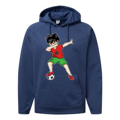 Dabbing Soccer Boy Morocco Football Cool Gift Moroccan Gift Funny Gift Performance Fleece Hoodie