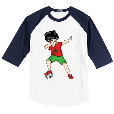 Dabbing Soccer Boy Morocco Football Cool Gift Moroccan Gift Funny Gift Baseball Sleeve Shirt