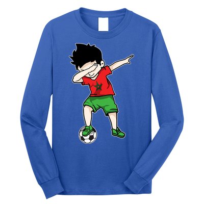 Dabbing Soccer Boy Morocco Football Funny Gift Moroccan Gift Long Sleeve Shirt
