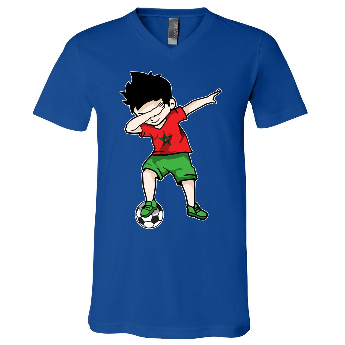 Dabbing Soccer Boy Morocco Football Funny Gift Moroccan Gift V-Neck T-Shirt