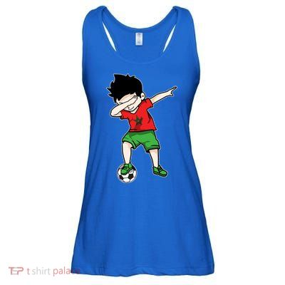 Dabbing Soccer Boy Morocco Football Funny Gift Moroccan Gift Ladies Essential Flowy Tank