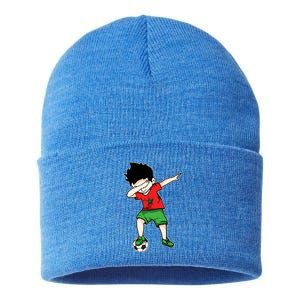 Dabbing Soccer Boy Morocco Football Funny Gift Moroccan Gift Sustainable Knit Beanie