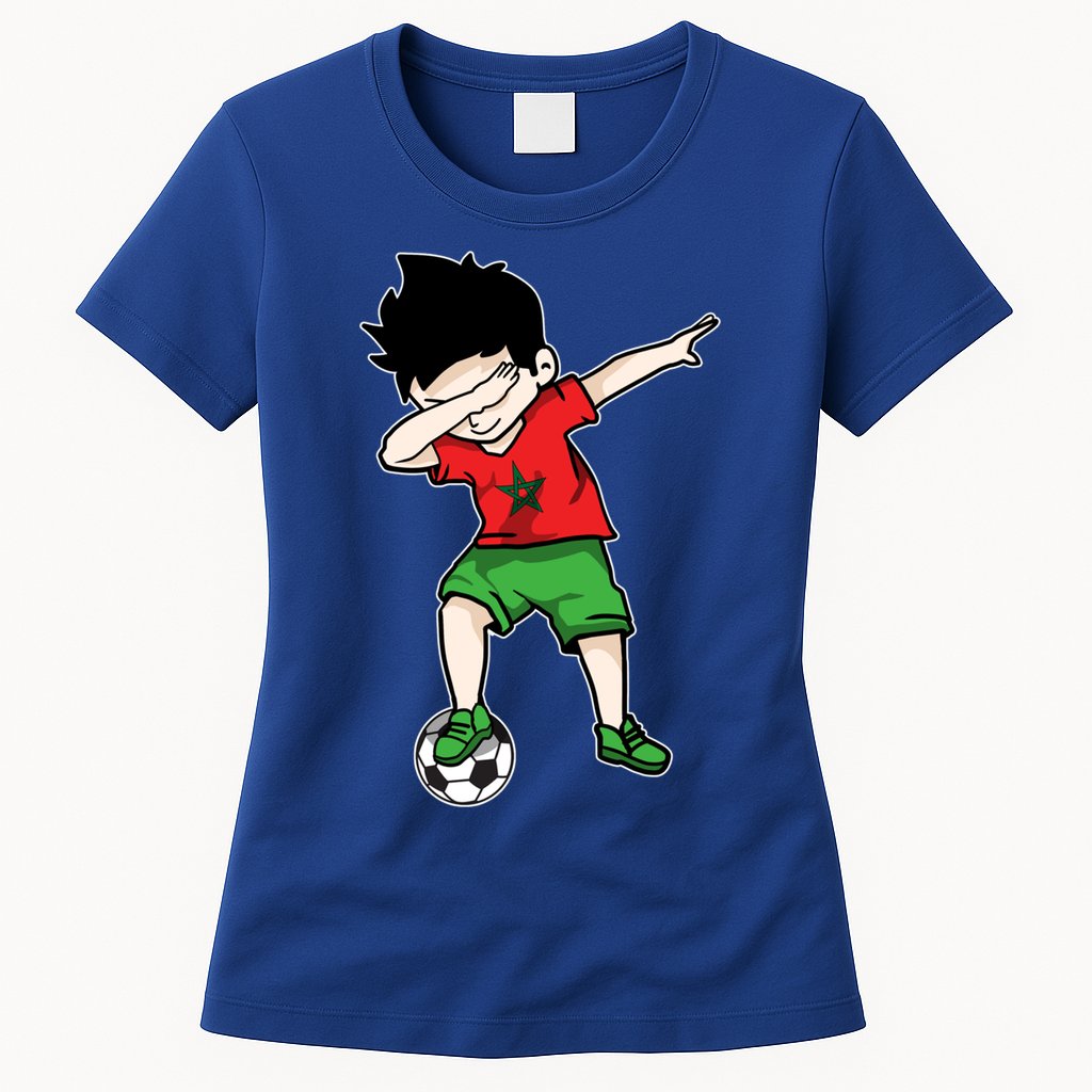 Dabbing Soccer Boy Morocco Football Funny Gift Moroccan Gift Womens T-Shirt
