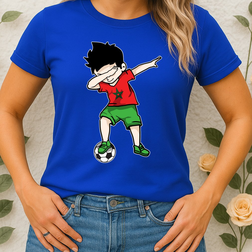 Dabbing Soccer Boy Morocco Football Funny Gift Moroccan Gift Womens T-Shirt