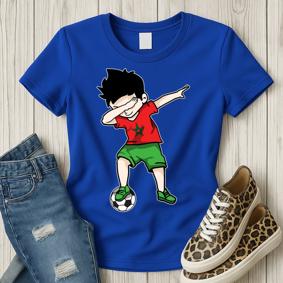 Dabbing Soccer Boy Morocco Football Funny Gift Moroccan Gift Womens T-Shirt