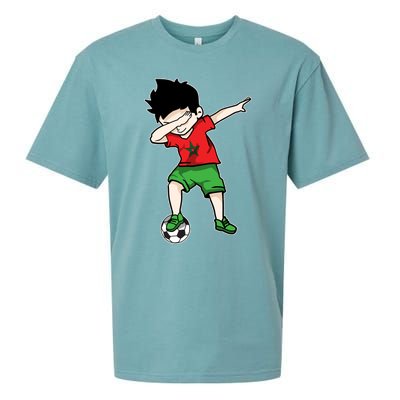 Dabbing Soccer Boy Morocco Football Funny Gift Moroccan Gift Sueded Cloud Jersey T-Shirt