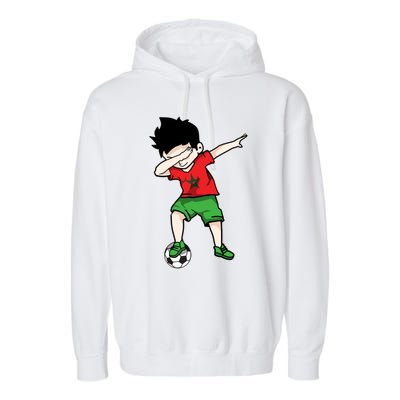 Dabbing Soccer Boy Morocco Football Funny Gift Moroccan Gift Garment-Dyed Fleece Hoodie