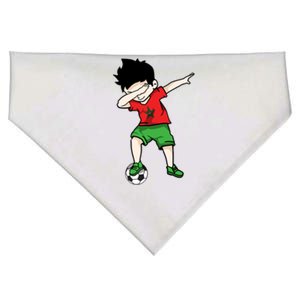 Dabbing Soccer Boy Morocco Football Funny Gift Moroccan Gift USA-Made Doggie Bandana