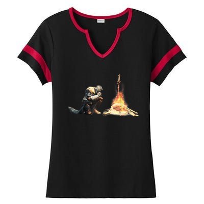 Dark Souls Bonfire TShirt Ladies Halftime Notch Neck Tee