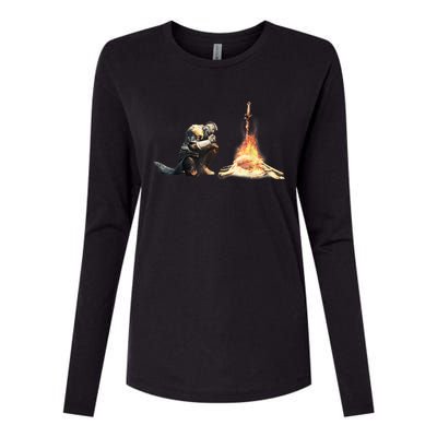 Dark Souls Bonfire TShirt Womens Cotton Relaxed Long Sleeve T-Shirt