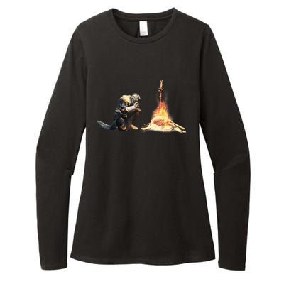 Dark Souls Bonfire TShirt Womens CVC Long Sleeve Shirt