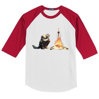 Dark Souls Bonfire TShirt Kids Colorblock Raglan Jersey