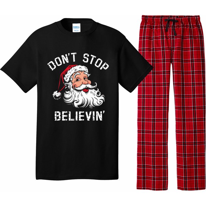 DonT Stop Believing Christmas Vintage Santa Funny Xmas Pajama Set