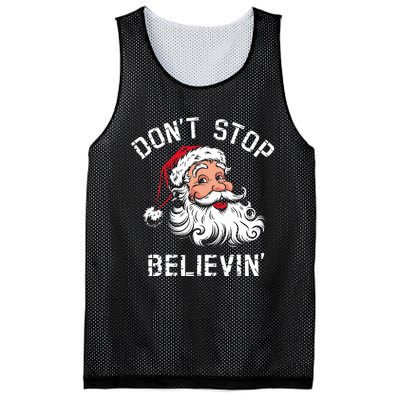 DonT Stop Believing Christmas Vintage Santa Funny Xmas Mesh Reversible Basketball Jersey Tank