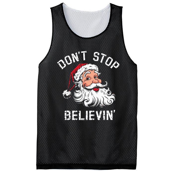 DonT Stop Believing Christmas Vintage Santa Funny Xmas Mesh Reversible Basketball Jersey Tank