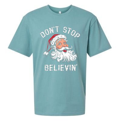 DonT Stop Believing Christmas Vintage Santa Funny Xmas Sueded Cloud Jersey T-Shirt