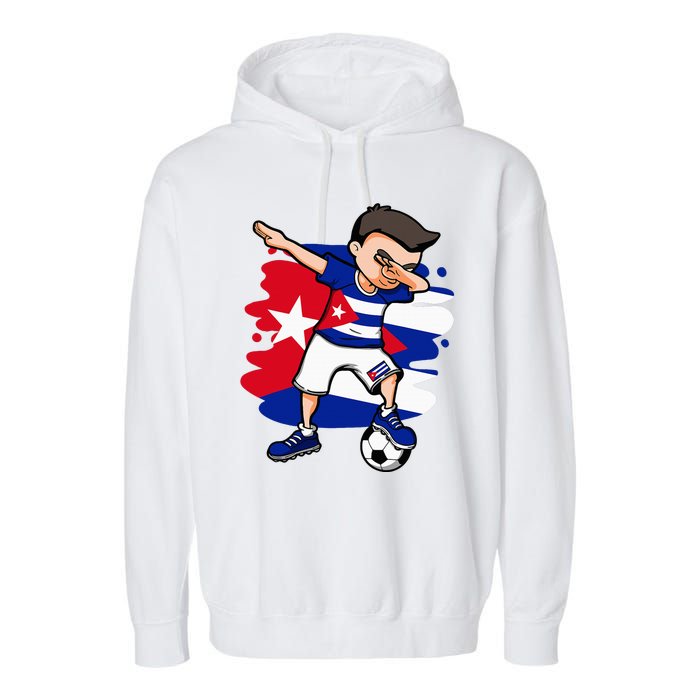 Dabbing Soccer Boy Cuba Jersey Cuban Football Fans Sport Garment-Dyed Fleece Hoodie