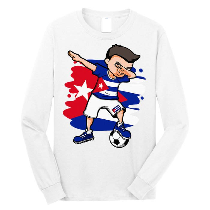 Dabbing Soccer Boy Cuba Jersey Cuban Football Fans Sport Long Sleeve Shirt