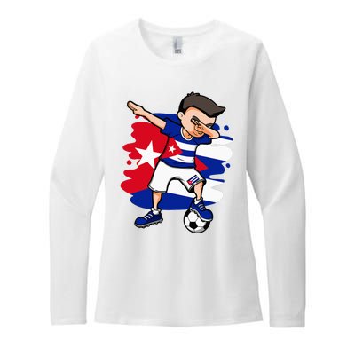 Dabbing Soccer Boy Cuba Jersey Cuban Football Fans Sport Womens CVC Long Sleeve Shirt