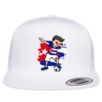 Dabbing Soccer Boy Cuba Jersey Cuban Football Fans Sport Flat Bill Trucker Hat