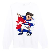 Dabbing Soccer Boy Cuba Jersey Cuban Football Fans Sport Premium Crewneck Sweatshirt