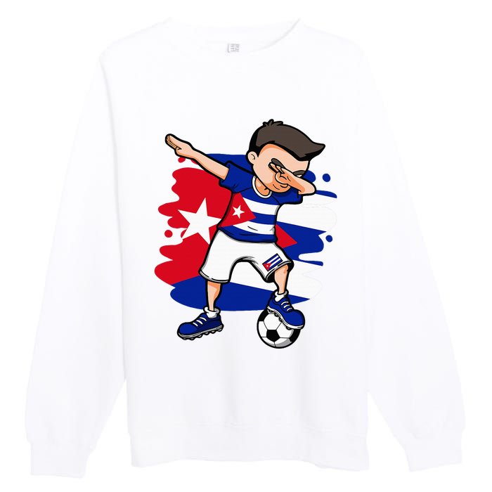 Dabbing Soccer Boy Cuba Jersey Cuban Football Fans Sport Premium Crewneck Sweatshirt