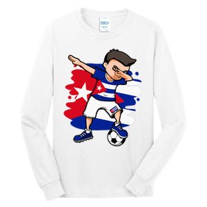 Dabbing Soccer Boy Cuba Jersey Cuban Football Fans Sport Tall Long Sleeve T-Shirt