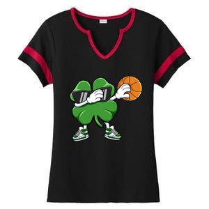 Dabbing Shamrock Basketball St Patricks Day Gift Meaningful Gift Ladies Halftime Notch Neck Tee