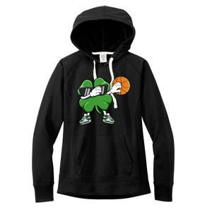 Dabbing Shamrock Basketball St Patricks Day Gift Meaningful Gift Women's Fleece Hoodie