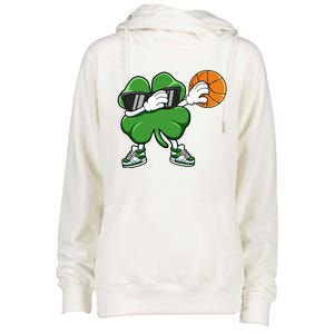 Dabbing Shamrock Basketball St Patricks Day Gift Meaningful Gift Womens Funnel Neck Pullover Hood