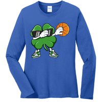 Dabbing Shamrock Basketball St Patricks Day Gift Meaningful Gift Ladies Long Sleeve Shirt