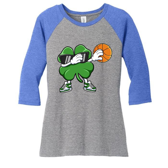 Dabbing Shamrock Basketball St Patricks Day Gift Meaningful Gift Women's Tri-Blend 3/4-Sleeve Raglan Shirt